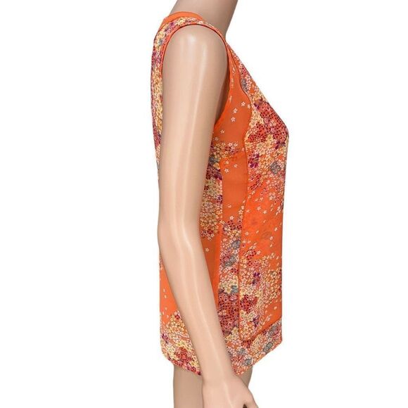CAbi Merrow Edge Orange Floral Tank blouse XS - Picture 2 of 7